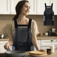 thumbnail image 1 of Waterproof Oil Proof Cooking Apron with Pockets | Adjustable Bib Design | Quick-Dry Handwipe Coral Fleece Panels | Lightweight Plastic | For Kitchen BBQ Chef Men Women | 68x75cm | 1 Pack, 1 of 6