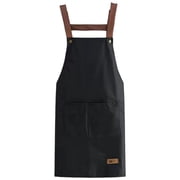 Waterproof Oil-Resistant Solid Color Kitchen Apron - Adjustable Bib Apron + Cooking Apron, Cotton Adult Unisex with Ties, for Baking Cleaning and Grilling, Protective Chef Apparel, Black