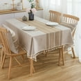 thumbnail image 1 of Waterproof Oil Resistant Tassel Tablecloth 55x36 Inch Polyester Decorative Dining Table Cover with Embroidery Fringe for Restaurant Kitchen Home Parties, 1 of 5