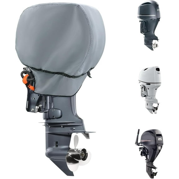 Che Yi Bao Waterproof Outboard Motor Cover, 1200D Heavy Duty Boat Engine Hood Covers, Fit for Motor 225-300 HP, Grey
