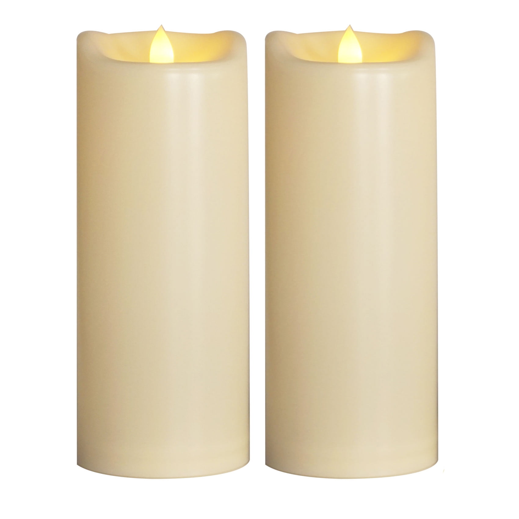 Waterproof Outdoor Battery Operated Flameless Candles with Realistic Flickering Plastic Fake Electric LED Pillar Lights for Home Garden Wedding Halloween Christmas Decor 4x10 Inches 2-Pack