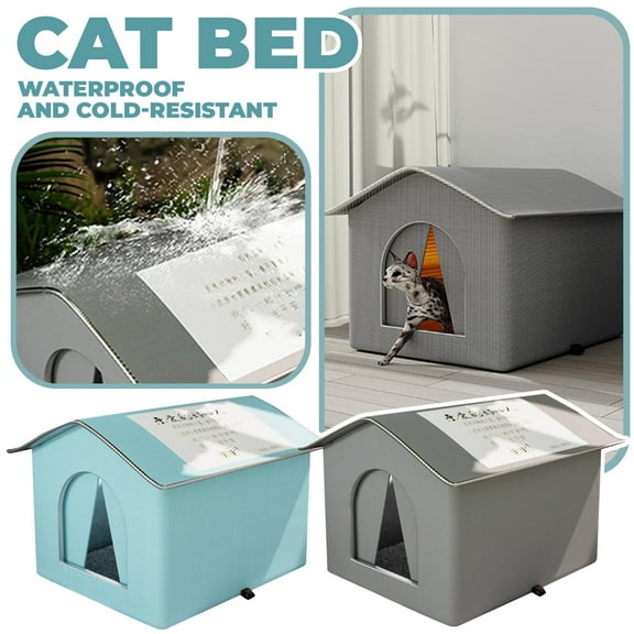 Waterproof Outdoor Cat Shelter for Strays - Insulated Winter Cat House with Warm Aluminum Foil Lining, Enclosed Tent Design for All Seasons Chew Resistant Easy Assembly, Warm and Cozy Pet Home