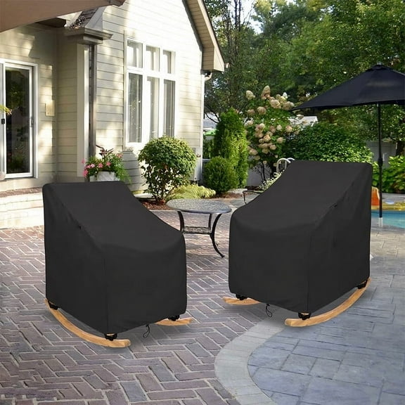 Waterproof Outdoor Chair Covers for Adirondack,2 Pack Outdoor Rocking Chair Covers for Patio Lawn Garden Wicker Furniture,35W x 39D x 31HInches,Black