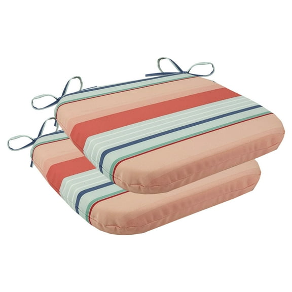 Waterproof Outdoor Chair Cushions Set of 2, 17x15x1.8 Inch Tufted Seat Cushions with Ties - Weather Resistant for Patio Furniture, Wicker Chairs, Office, Kitchen, Car Seats