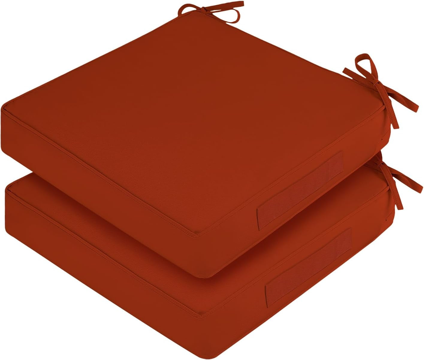Waterproof Outdoor Chair Cushions (Set Of 2) - 22x22 Inch Square Patio Seat Cushions With Ties & Removable Covers