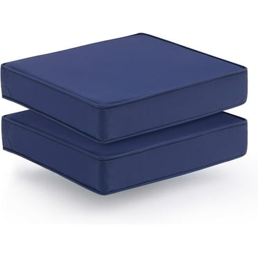 Waterproof Outdoor Chair Cushions Set of 2, Patio Furniture Chair Cushions, Outdoor Seat Cushion with Ties, 19 X 19 X 3 Inch, Blue