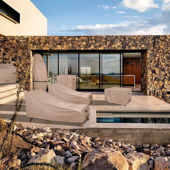 Waterproof Outdoor Chaise Lounge Chair Covers 2 Pack - 76L x 32W x 32H Inch