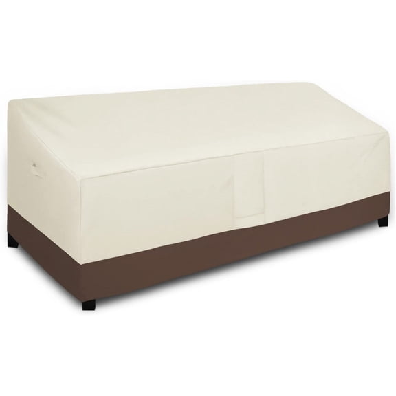 Waterproof Outdoor Couch Cover, Heavy Duty 3-Seater Patio Sofa Cover, Winchdproof Outdoor Furniture Cover with Air Vent (104Wx40Dx33H inch, Beige/Dark Brown)