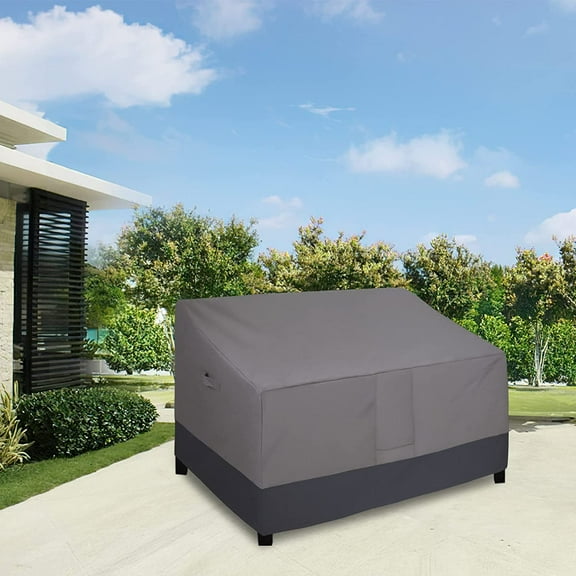 Waterproof Outdoor Couch Cover, Heavy Duty 3-Seater  Sofa Cover, Winchdproof Outdoor Furniture Cover with Air Vent (80Wx37Dx33H inch, Gray/Dark Gray)
