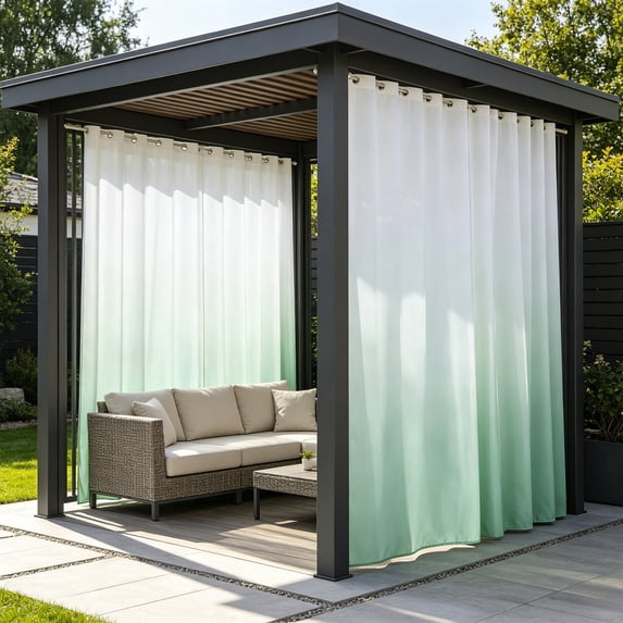 Waterproof Outdoor Curtain, individual Panel with Grommet Top seclusion Curtain for Porch Patio Pergola, Weather reinforced Heavy Duty for Rain Sun and Wind Protection