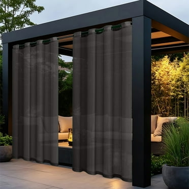 Waterproof Outdoor Curtains for Patio, Premium Thick Privacy Weatherproof Grommet Outside Curtains for Porch, Pergola, Cabana, 1 Panel, 51.9W x 72L inch, Black