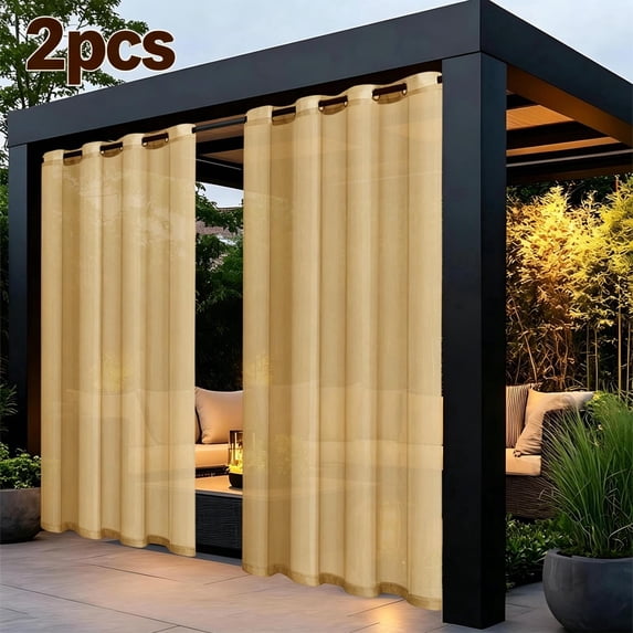 Waterproof Outdoor Curtains for Patio, Premium Thick Privacy Weatherproof Outside Curtains for Porch, Pergola, Cabana, 2 Panel, 52W x 72L inch, Yellow
