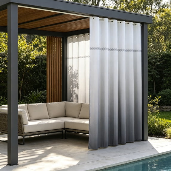 Waterproof Outdoor Curtains Thickened Privacy Drapes With Metal Rings, Windproof Weather Resistant Patio Porch Pergola Curtains for Outdoor Space Balcony Garden Shade Privacy