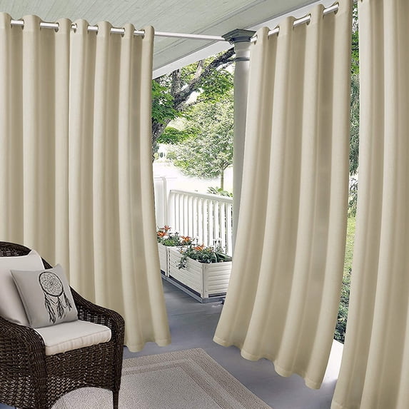 Waterproof Outdoor Curtains for Patio Porch Pergola Cabana Light Filtering Privacy Grommet Indoor Curtain Panels for Bedroom Living Room, 1 Panel
