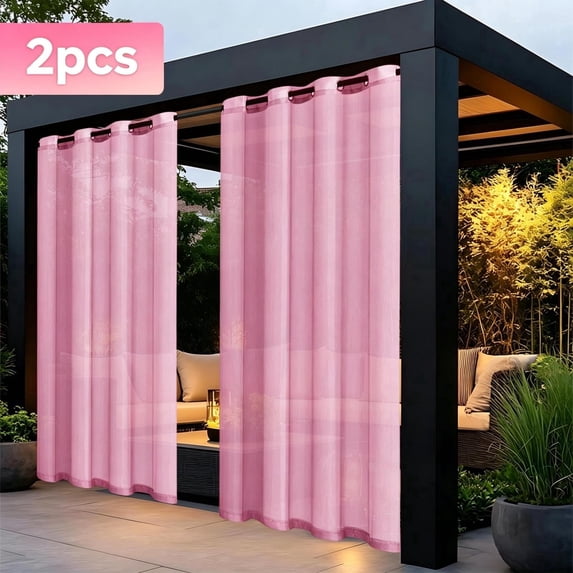 Waterproof Outdoor Curtains for Patio, Premium Thick Privacy Weatherproof Outside Curtains for Porch, Pergola, Cabana, 2 Panel, 52W x 72L inch, Pink