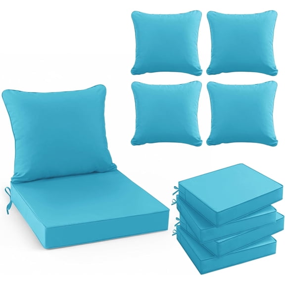 Ottowood Outdoor Deep Seat Cushions Set of 4, 24x24x4 Water-Repellent Patio Cushions, Teal