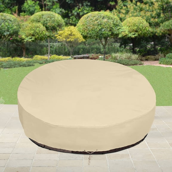 Waterproof Outdoor Daybed Cover 75 Inch, Heavy Duty Round Patio Sofa Bed Cover, All Weather Furniture Protector with Taped Seams, Beige