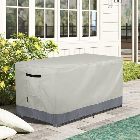 Waterproof Outdoor Deck Box Cover 62L x 30W x 26H Inch - All Weather Resistant Storage Bench Cover