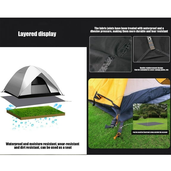Waterproof Outdoor Dining Mat Camping Cloth Waterproof Mat Beach Mat Sunshade Cloth Tent Floor Mat With Four Ground Nails 2.1*1.4M