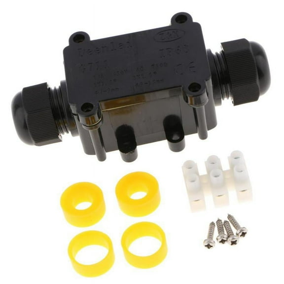 Waterproof Outdoor External 2 Way Electrical Junction Box Underground Cable Line Wires Power Cord Connector Protection Black