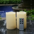 thumbnail image 1 of Waterproof Outdoor Flameless LED Candles - with Remote and Timer Realistic Flickering Battery Operated Powered Electric Electronic Plastic Resin Pillar Candles 2-Pack 3âx5â, 1 of 6