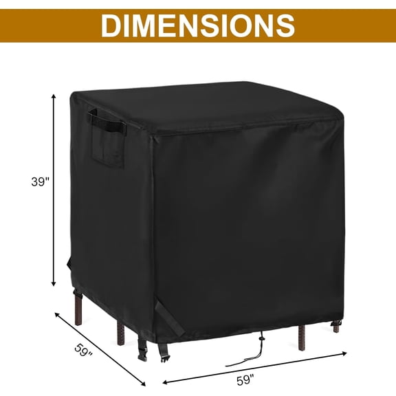 Waterproof Outdoor Furniture Cover for 5-Piece Wicker Table Set 59x59x38 Inch Heavy Duty Protective Shield