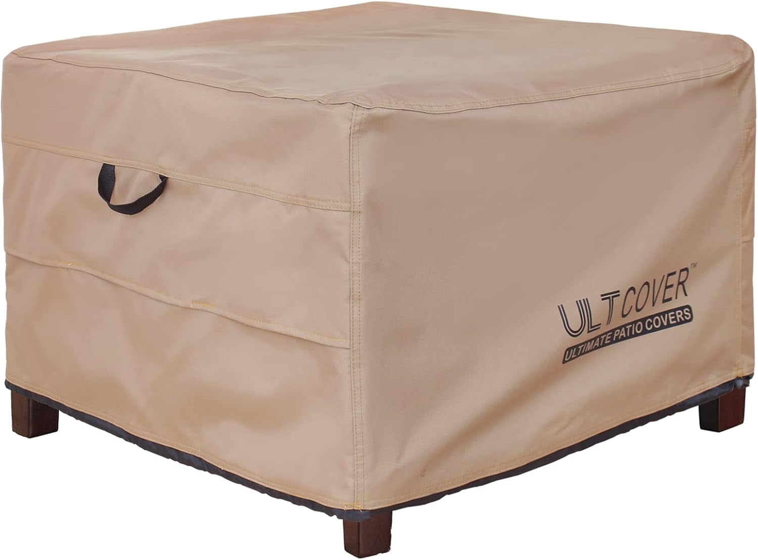 Brown Waterproof Polyester Outdoor Patio Ottoman Cover, 27" x 27"
