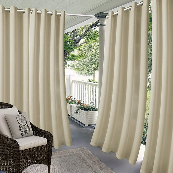 Waterproof Outdoor Gazebo Patio Curtains Thermal Insulation Blackout Curtains for Living Room and Kitchen 52X54 Inch (132X137Cm) One Piece Beige Beige,1X Sunshade Curtain