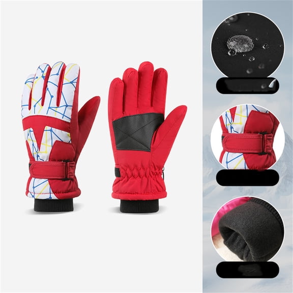 Waterproof Outdoor Girls Boys Mittens Winter Gloves Cold Weather Warm Fleece Ski Gloves For Teens