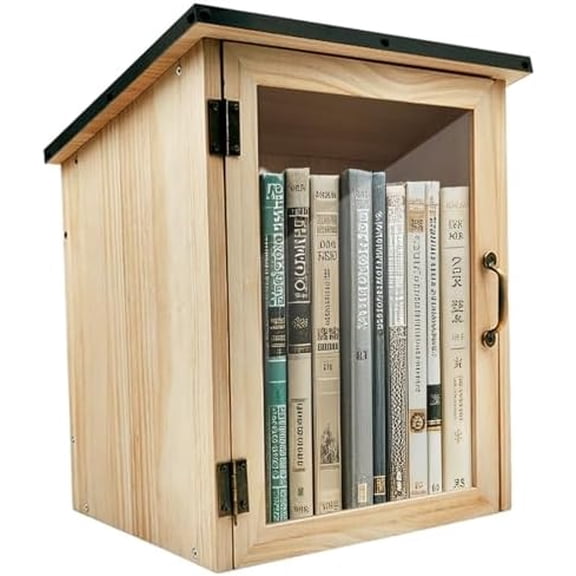 Waterproof Outdoor Library Book Box - Little Library Box Outdoor, Little Wood Cabinet for Community Book Sharing, Holds Books, Art, Literature & Newspapers for Neighborhoods, Schools$$Office