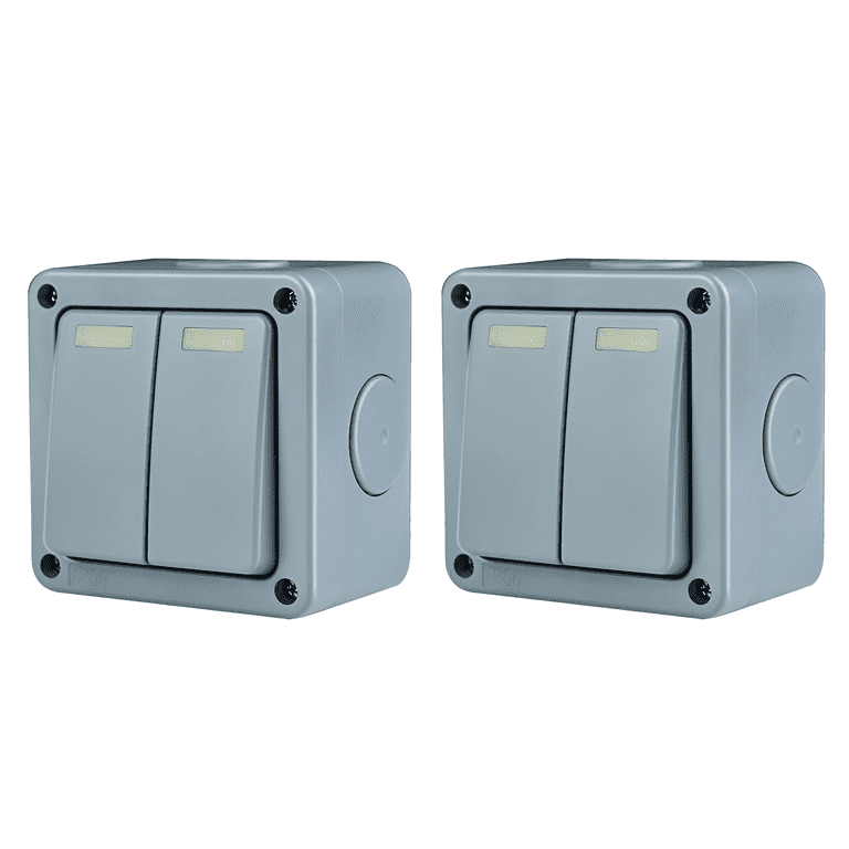 Waterproof Outdoor Light Switch, GREENCYCLE 2PC 15A 125VAC 2-Gang