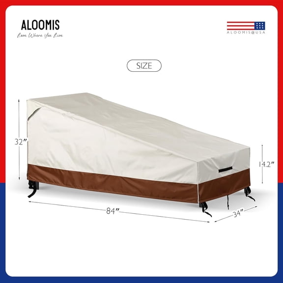 Waterproof Outdoor Lounge Chair Covers  Chaise Lounge Cover Heavy-Duty Pool Lounge Chair Covers for Outdoor Furniture (Beige-Brown, 84''x34''x32''-2pcs)