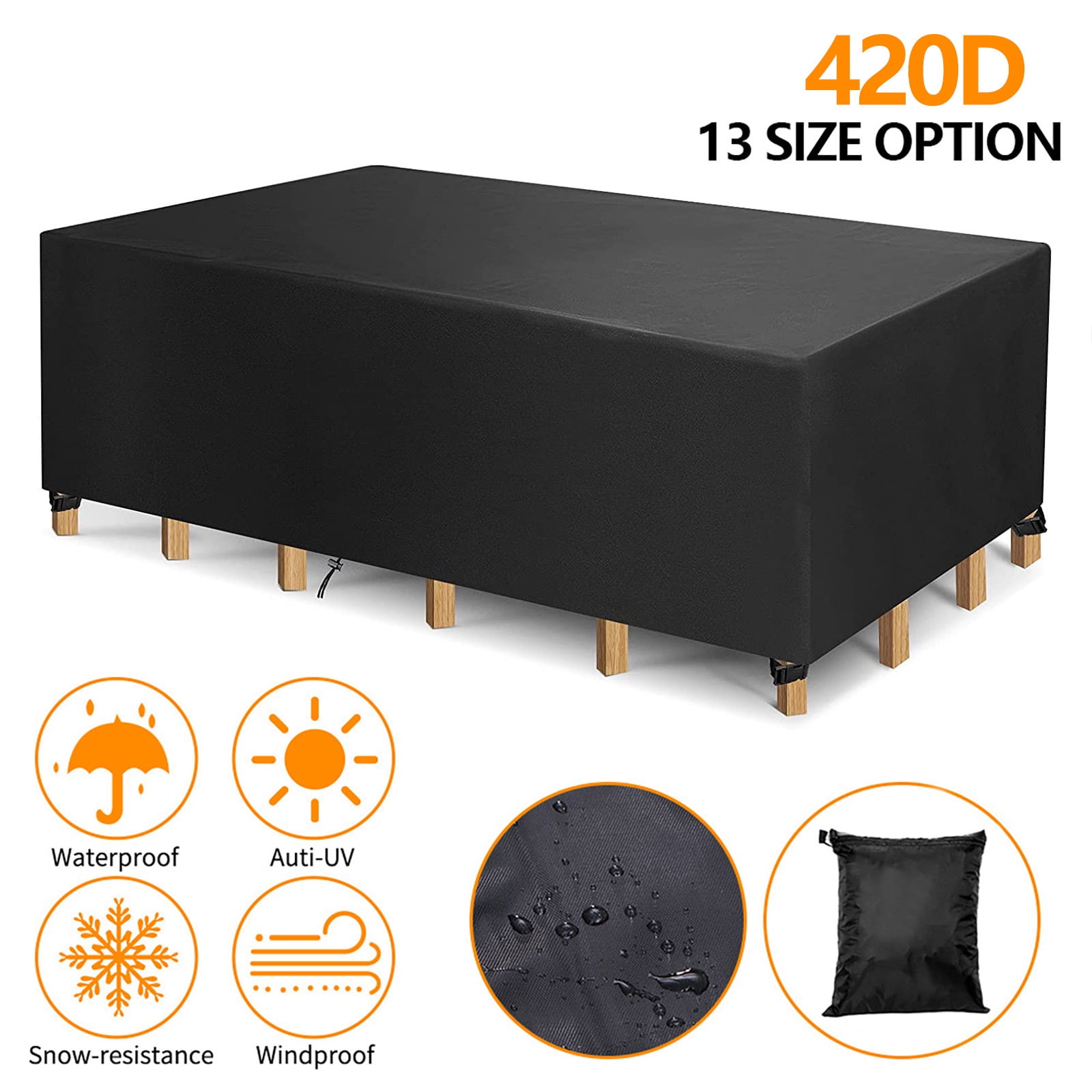 Waterproof Outdoor Patio Furniture Covers Rectangular Table Covers 420D