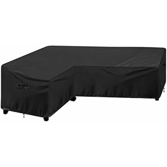 Waterproof Outdoor Patio Sectional Cover - UV Resistant & Windproof L-Shaped Patio Furniture Covers for Deck, Lawn and Backyard, 420D Heavy Duty Couch Cover, Left Facing, 83"x104", Black