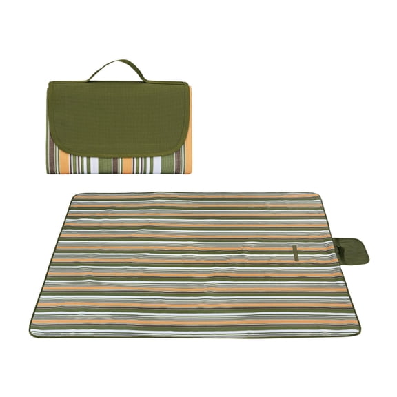 Waterproof Outdoor Picnic Blanket with Carrying Handle, Large Camping Mat for Beach, Park, and Grass in Army Green