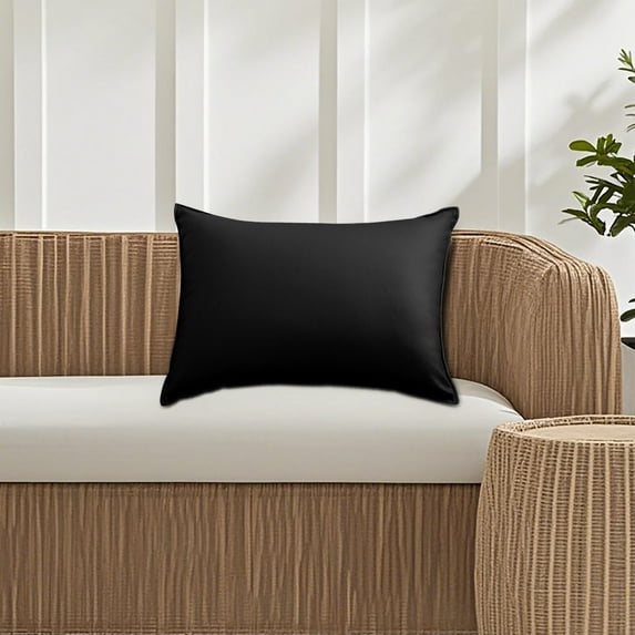 Waterproof Outdoor Pillow Cover 1pc, Rectangle Solid Color Cushion Case for Backrest, Modern Design for Garden, Patio or Balcony Seating Decor, Ihhxbz | O