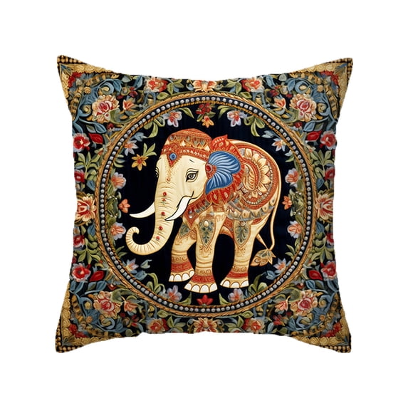Waterproof Outdoor Pillow Covers 20x20, Set of 6 Retro Ethnic Elephant Floral Print Decorative Couch Throw Pillow Covers for Patio Garden Tent Balcony Sofa