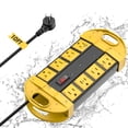 thumbnail image 1 of VILONG 10ft Power Strip 8-Outlet Heavy Duty Surge Protector Outdoor, IPX6 Waterproof, Long Extension Cord, 45° Flat Plug, Yellow, 1 of 9