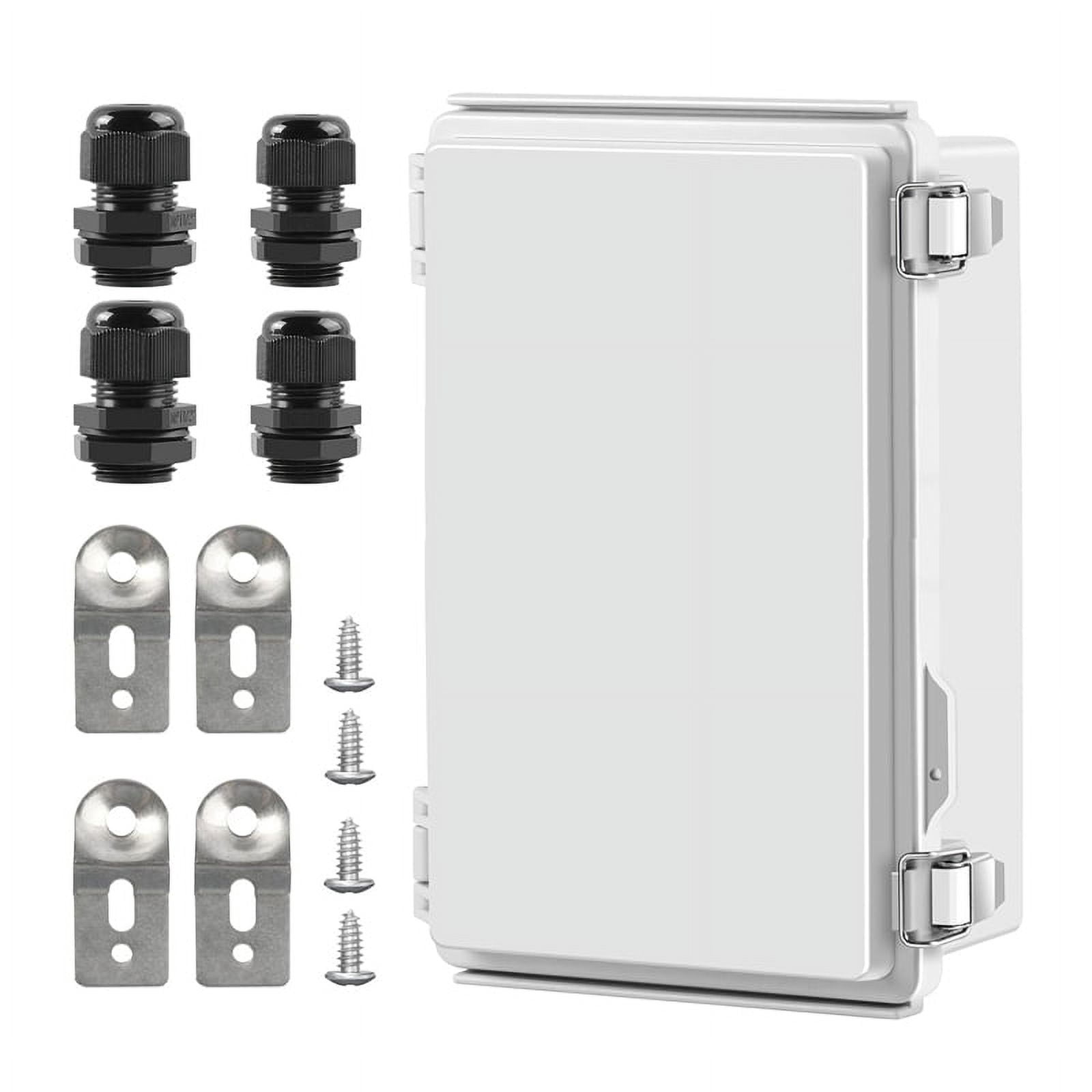 Waterproof Outdoor Project ABS Junction Box IP67 Weatherproof Dustproof Enclosure with Hinged Cover, Mounting Plate