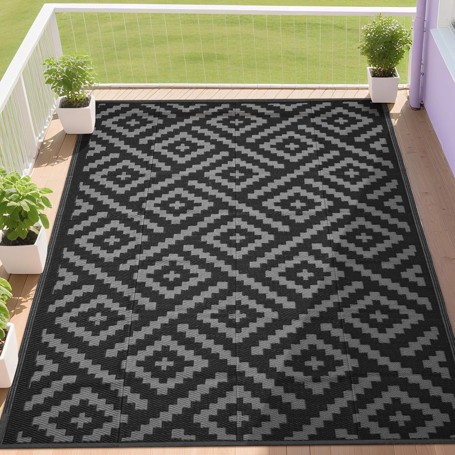 Waterproof Outdoor Rug 5x8 Feet Plastic Straw Patio Mat for Backyard ...