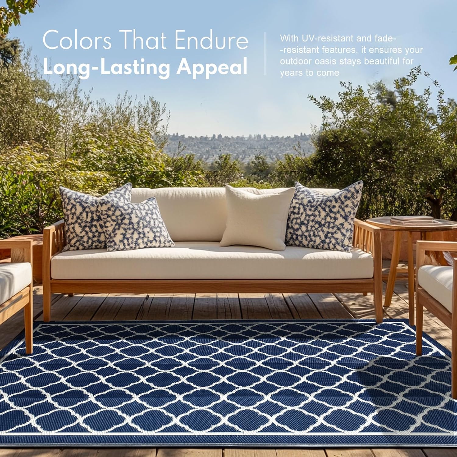 Re Waterproof Rug Waterproof Outdoor Rug 5x8 ft, Reversible Plastic Straw Rug, Easy to ...