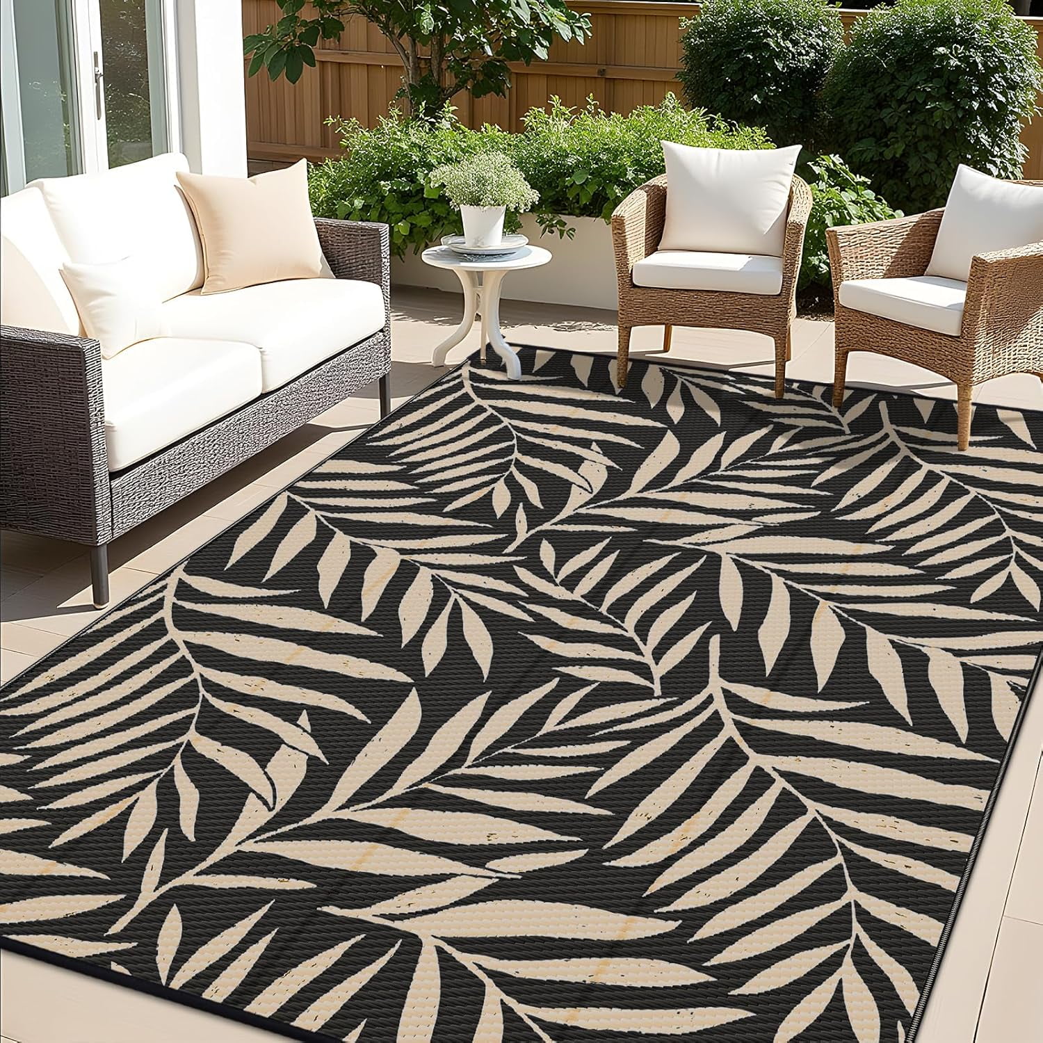Waterproof Outdoor Rug 6x9 ft, Reversible Outdoor Plastic Straw Rug ...