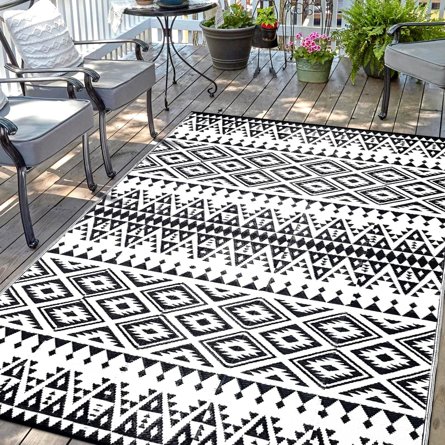 Waterproof Outdoor Rug 6x9ft, Reversible Plastic Straw Mat for Patio RV ...