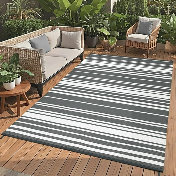 Waterproof Outdoor Rug 8x10/9×12/9×18, Plastic Straw Patio Camping Rug, Indoor Outdoor RV Mat Carpet for Deck, Camper, Porch, Balcony, Backyard, Picnic