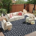 thumbnail image 1 of Waterproof Outdoor Rug 8x10 ft, Plastic Reversible Rug, Modern Area Rug, Large Floor Mat for Outdoors, RV, Patio, Backyard, Deck, Picnic, Beach, Camping (8' x 10', Black Grey Lattice), 1 of 6