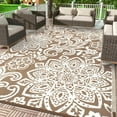 thumbnail image 1 of Waterproof Outdoor Rug 9' x 18' - Reversible Mandala Outdoor Plastic Straw Rug, Durable Foldable Patio Rug for RV, Deck, Balcony, Backyard, Picnic, Porch, Camping, Beach, Gray, 1 of 10