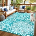thumbnail image 1 of Waterproof Outdoor Rug 9' x 18' - Reversible Mandala Outdoor Plastic Straw Rug, Durable Foldable Patio Rug for RV, Deck, Balcony, Backyard, Picnic, Porch, Camping, Beach, Gray, 1 of 10