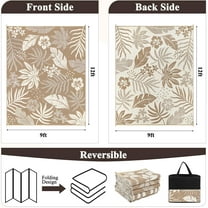 Waterproof Outdoor Rug 9x12, Reversible Plastic Straw  Camping Rug, Indoor Outdoor RV Mat Carpet for Deck, Camper, Porch, Balcony, Backyard, Picnic, Floral Brown