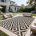 thumbnail image 1 of Kzaei Waterproof Outdoor Rug, 9'x12' Reversible Plastic Camping Area Rugs, Black & Brown, 1 of 9