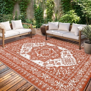 Waterproof Outdoor Rug,Plastic Reversible Rug,Modern Area Rug,Large Floor Mat,Modern Plaid Outdoor Rug for Outdoors,RV,Patio,Backyard,Deck,Picnic,Beach,Camping